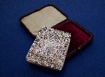 Vintage English Sterling Silver Card Case Engraved with Puzzle Monogram  CPH or HCP Birmingham, Cornelius Saunders