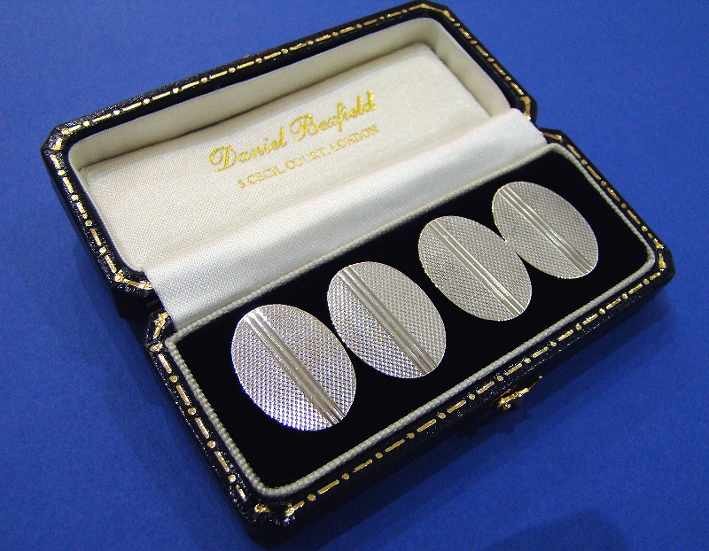 Silver 'Engine-Turned' Cufflinks, Made by Payton, Pepper