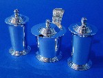 Modernist Silver 3-Piece Cruet/Condiment Set
Made by Robert Edgar Stone, London 1950
Price 795.00